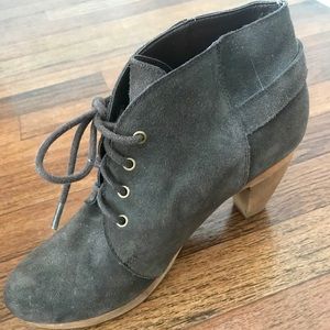 Brown Suede Booties with Small Heel